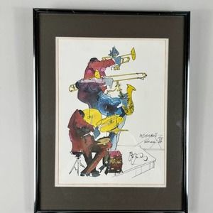 Vintage 70's Leo Meiersdorff New Orleans Watercolor, Jazz